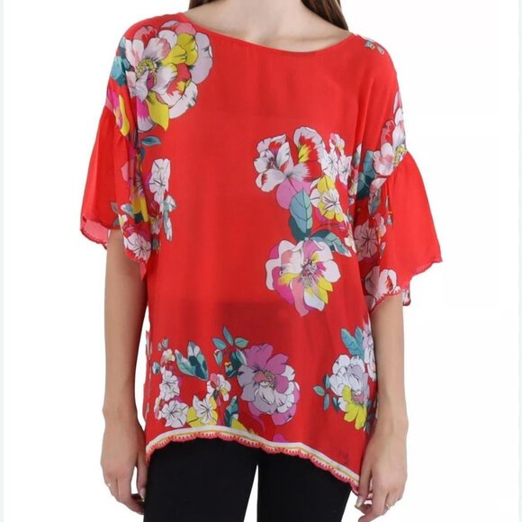 JOHNNY WAS Passon Flower Eloise Tunic Blouse Sz M - Picture 1 of 7